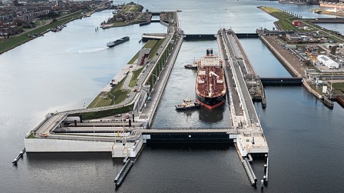 The largest sea lock in the world is located at IJmuiden in the Netherlands